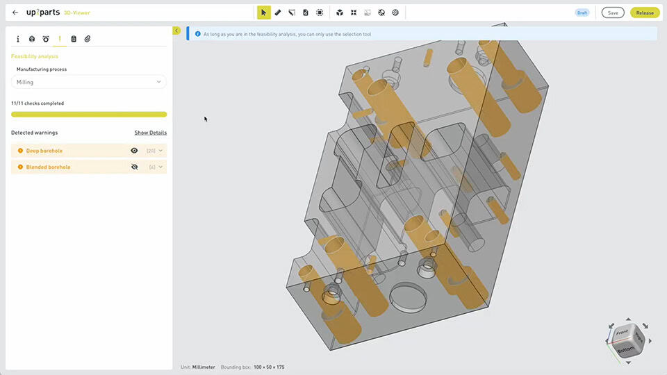 Integrerad Design for Manufacturing‑kontroll i up2parts cockpit